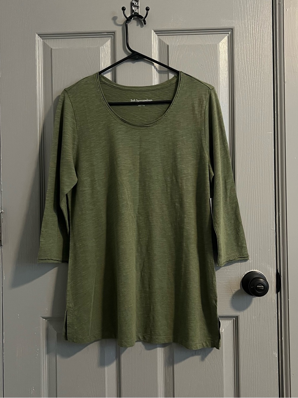 Soft Surroundings Olive Green Scoop Neck Tunic Top Cotton Modal New